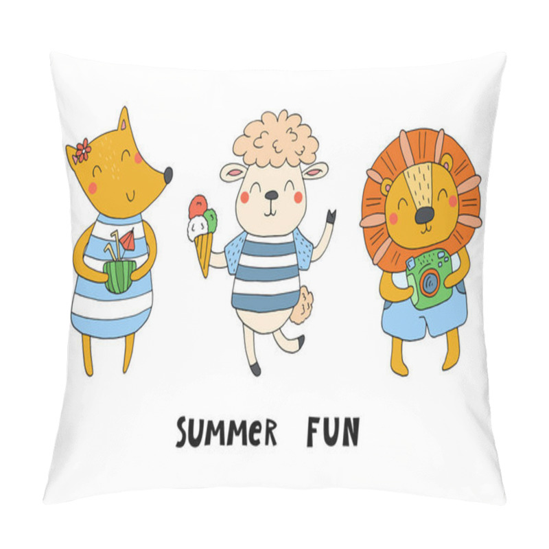 Personality  Cute Little Lion, Sheep And Fox In Cartoon Style Pillow Covers