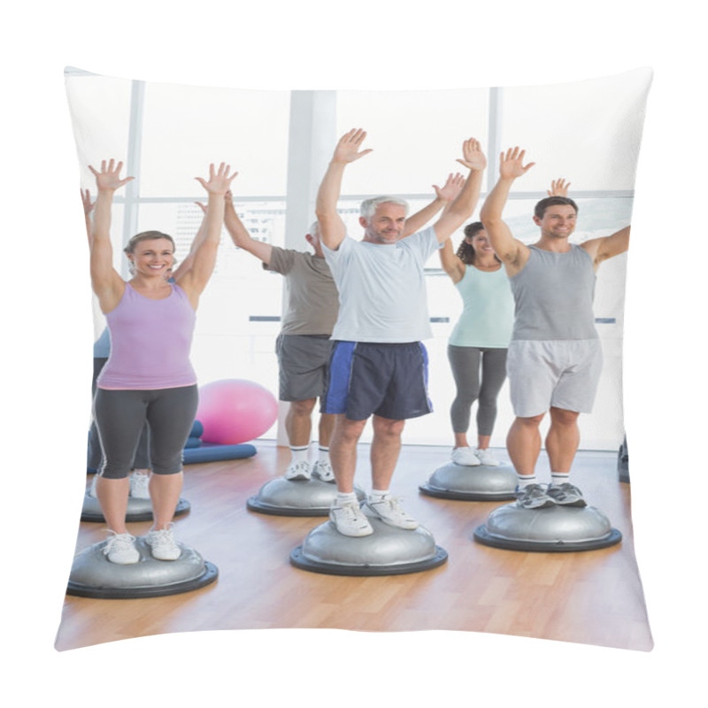 Personality  Smiling People Doing Power Fitness Exercise Pillow Covers