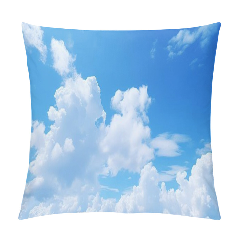 Personality  Vivid Blue Sky Adorned With Fluffy White Clouds Pillow Covers