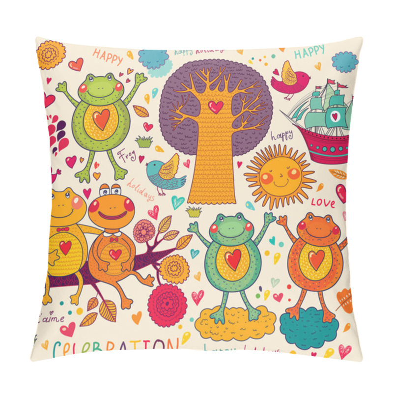 Personality  Vector Set With Frogs Pillow Covers