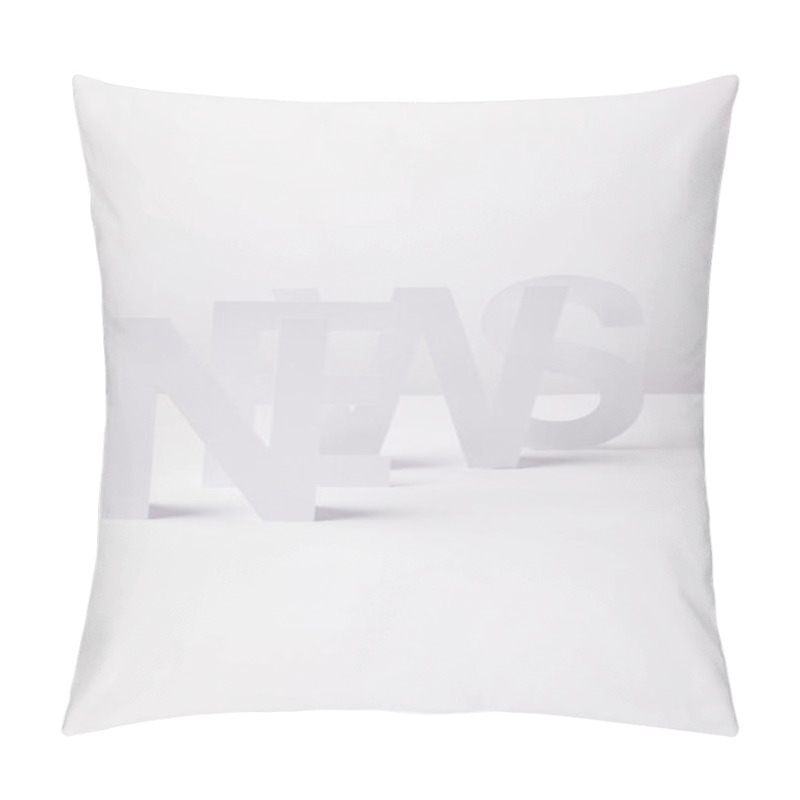 Personality  Word News Made Of Paper Letters, On White Background Pillow Covers