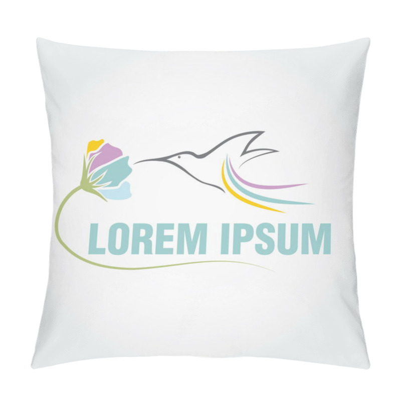 Personality  Hummingbird And Flower Vector Design Template Pillow Covers