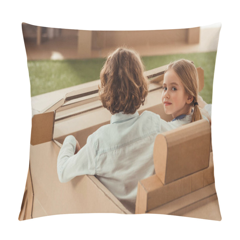 Personality  Little Kids Riding Cardboard Car Pillow Covers