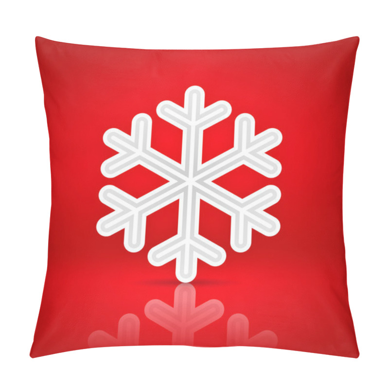 Personality  White Satin Snowflake Sign With Dark Drop Shadow On Red Background. This Vector Illustration Saved In 10 Eps Pillow Covers