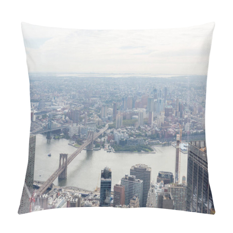 Personality  Aerial View Of Manhattan And Brooklyn Bridge In New York, Usa Pillow Covers