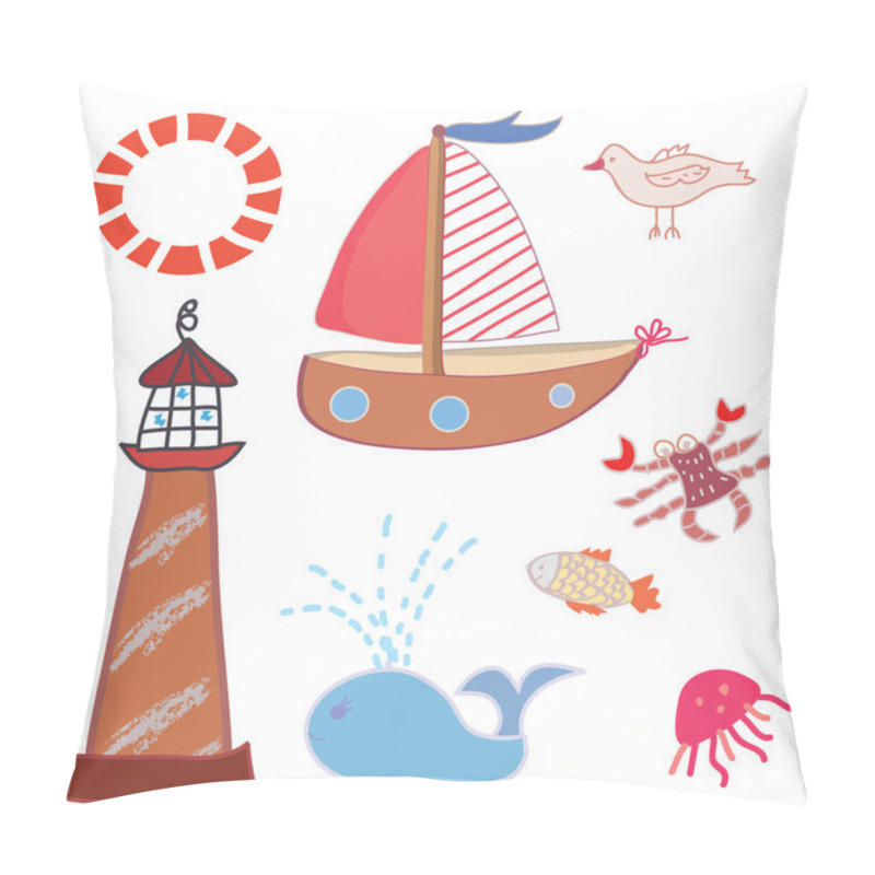 Personality  Sea Icons Funny Set Pillow Covers