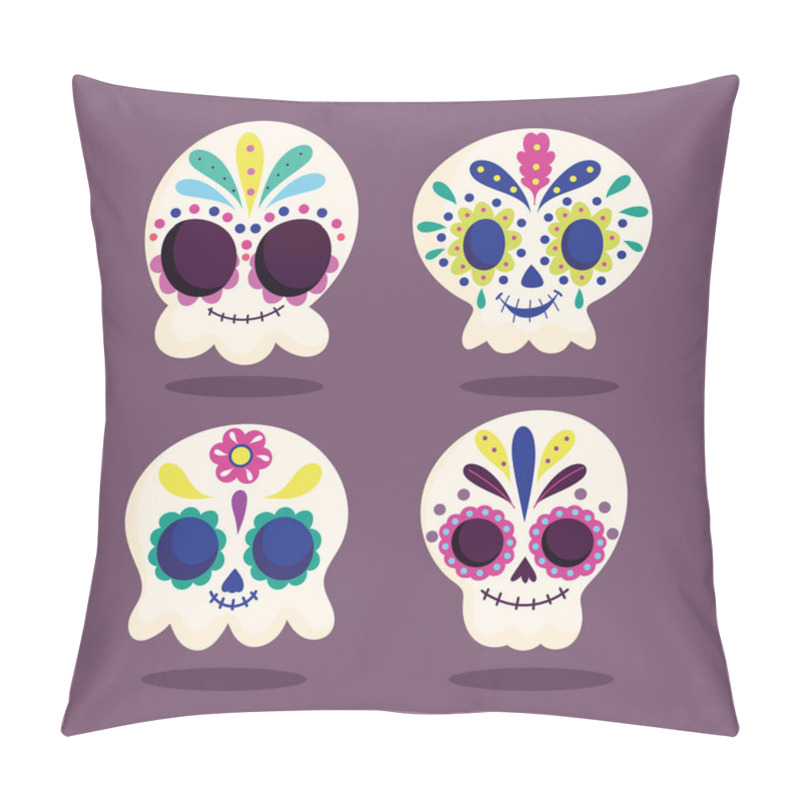 Personality  Day Of The Dead, Catrinas Skull Floral Flower Ornament Traditional Mexican Celebration Pillow Covers