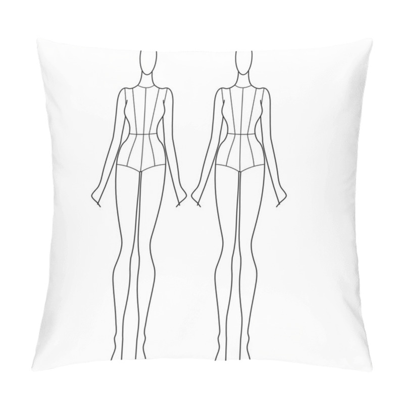 Personality  FEMALE WOMEN CROQUIS FRONT BACK SIDE POSES VECTOR SKETCH Pillow Covers