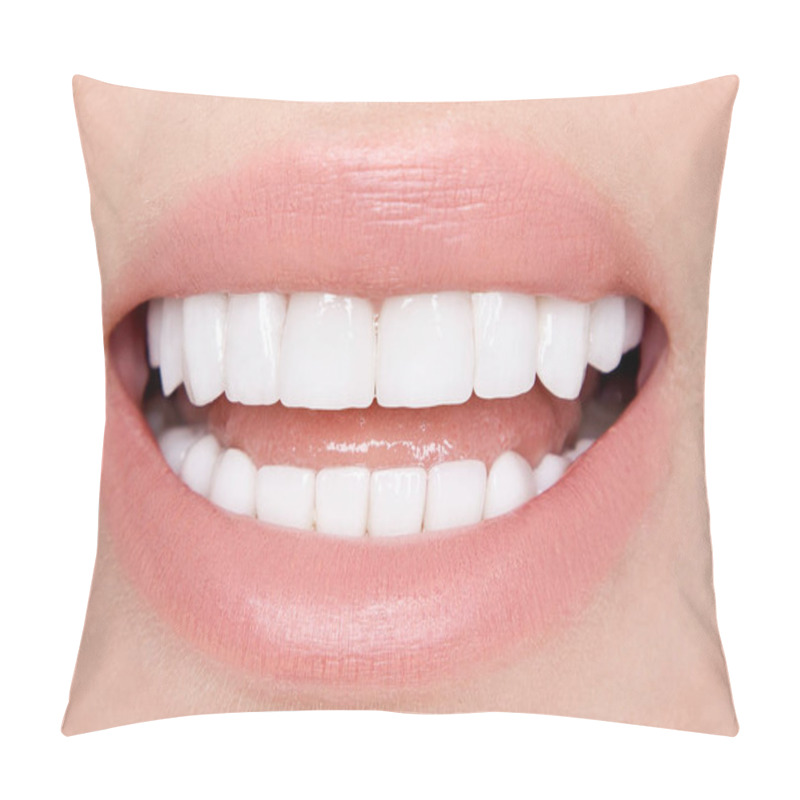 Personality  Portrait Of A Beautiful, Smiling Woman With  White Teeth Pillow Covers