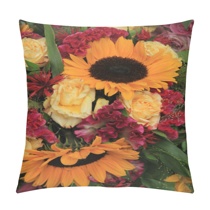 Personality  Yellow And Red Flower Arrangement Pillow Covers