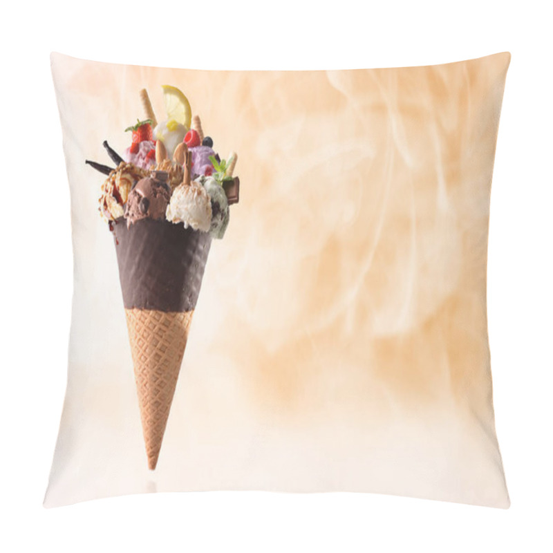 Personality  Cone With Assortment Of Natural Fruit Ice Cream And Steam Pillow Covers