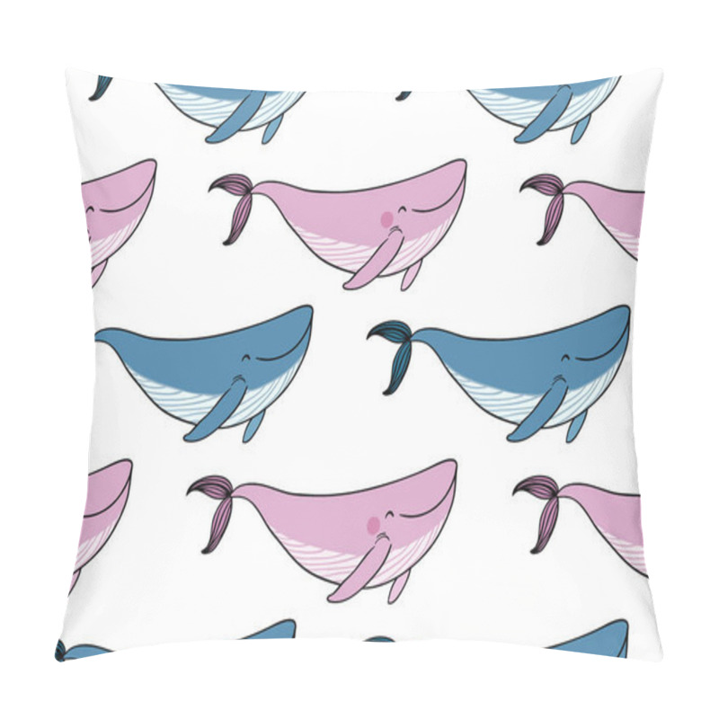 Personality  Pattern With A Small Cartoon Whale. Pillow Covers