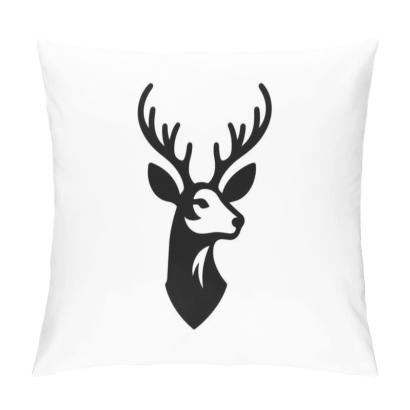 Personality  Deer Logo Vector Template. Deer Icon Symbol Vector Illustration. Deer Silhouette Logo Black And White. Pillow Covers