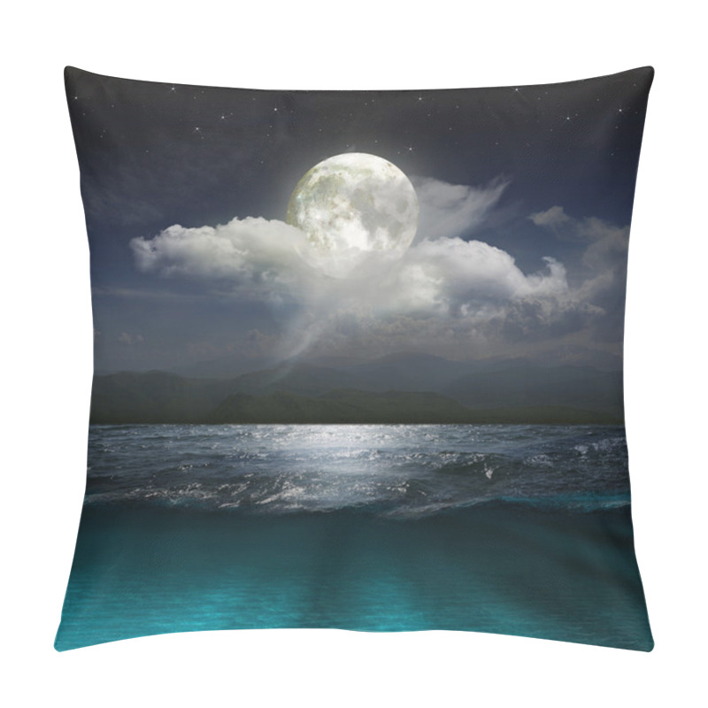 Personality  Fantasy Landscape - Moon, Lake And Fishing Boat Pillow Covers