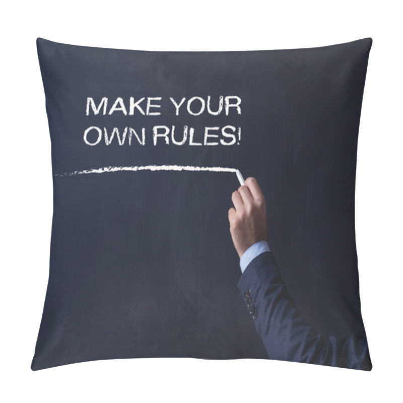 Personality  Businessman Writing On Blackboard Pillow Covers