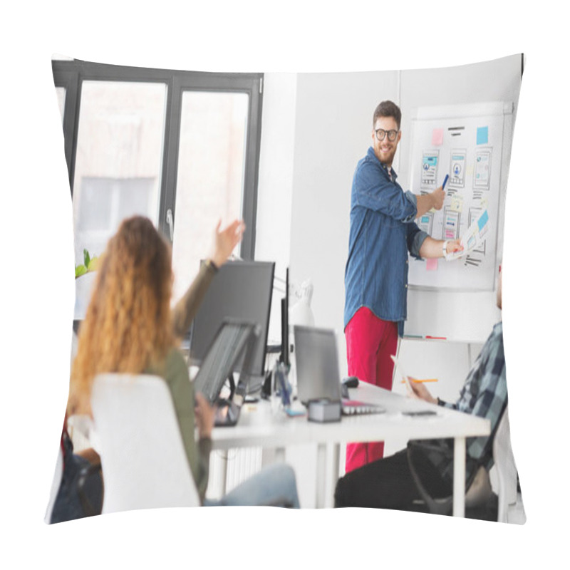 Personality  Creative Man Showing User Interface At Office Pillow Covers