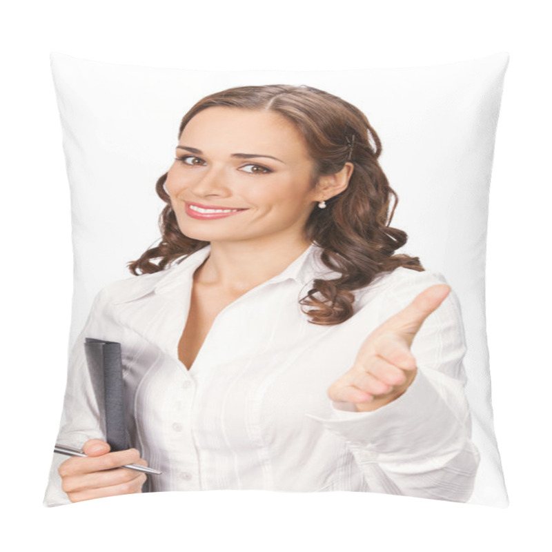 Personality  Businesswoman, Isolated On White Pillow Covers