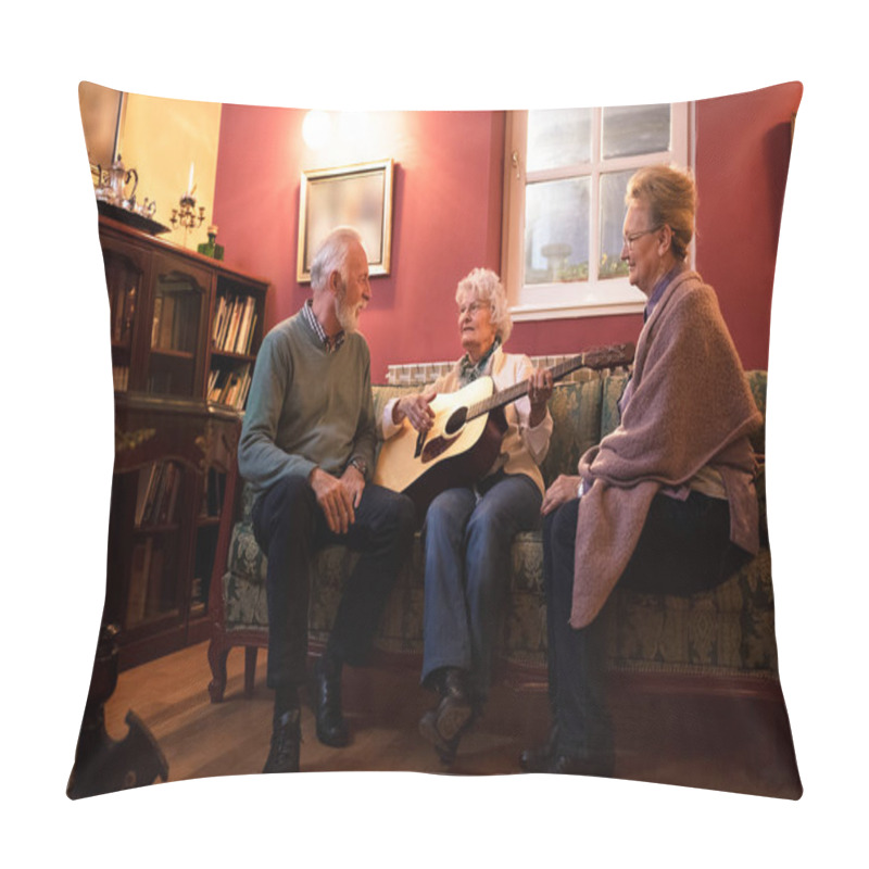 Personality  Senior People Enjoy In Friendship At Nursing Home Pillow Covers