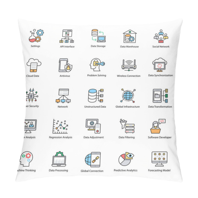 Personality  Data Science Flat Vector Icons  Pillow Covers