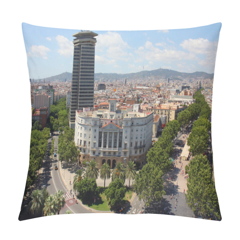 Personality  View Over The Rambla From Columbus Monument Pillow Covers