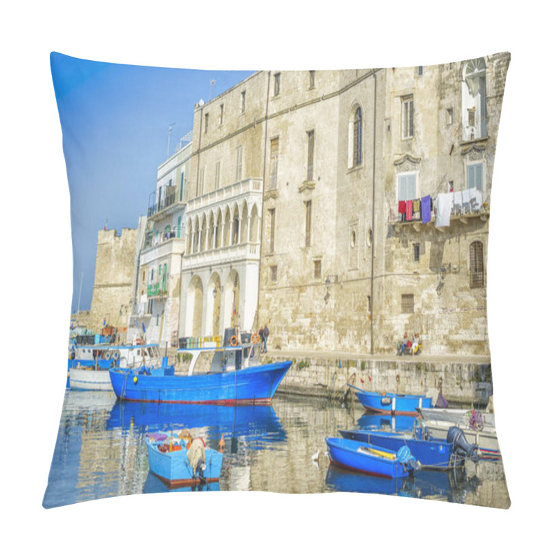 Personality  Blue Boats In Seaport Of Monopoli, Italy Pillow Covers