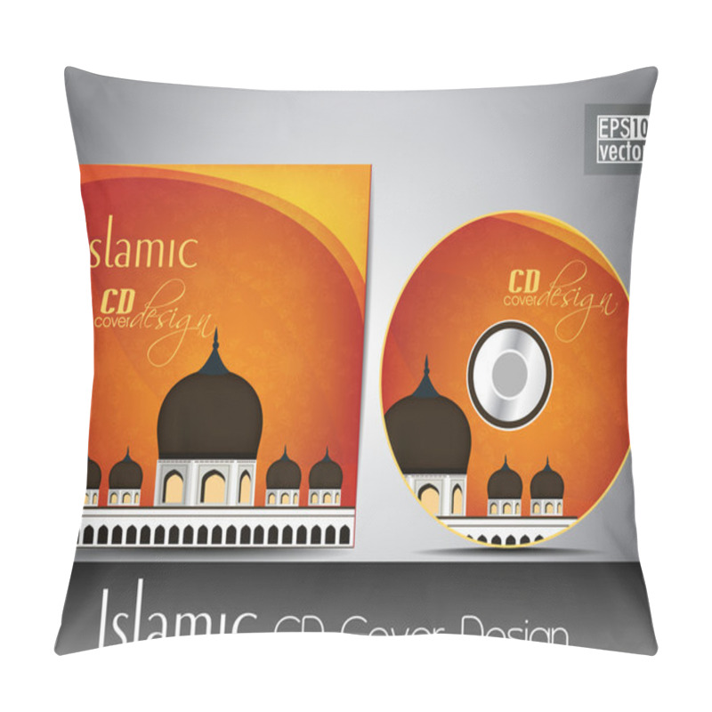 Personality  Islamic CD Cover Design With Mosque Or Masjid Silhouette With Bl Pillow Covers