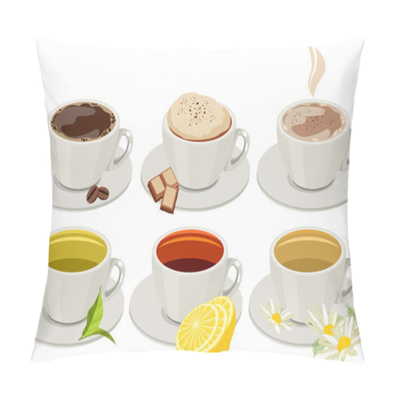 Personality  Set Of Cups With Hot Drinks Pillow Covers