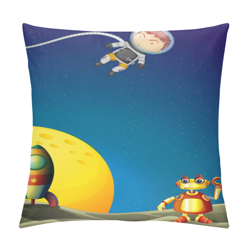 Personality  An Astronaut And A Robot In The Outerspace Pillow Covers