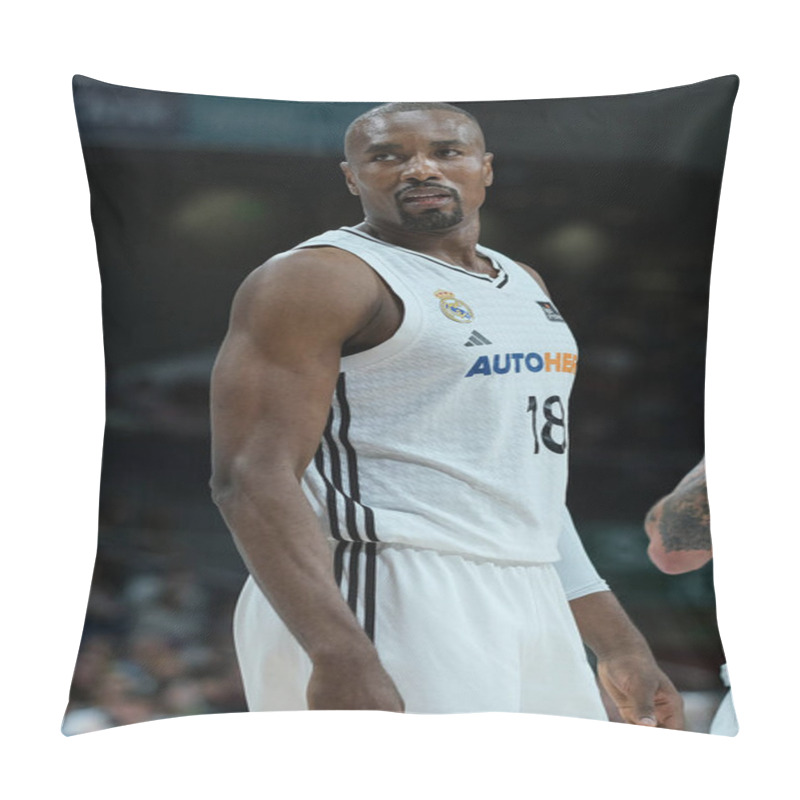 Personality  Xavier Rathan  Player Of Real Madrid At WiZink Center During The Real Madrid V Unicaja -Liga Endesa Match On  08 December  2024 In Madrid Spain Pillow Covers