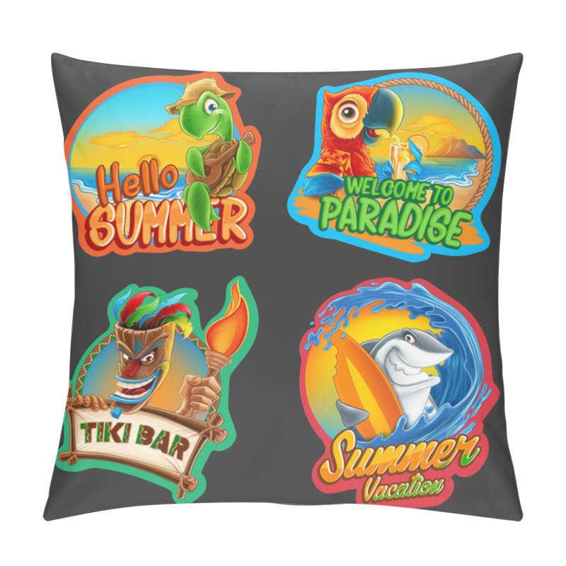 Personality  Summer Cartoon Stickers Pillow Covers