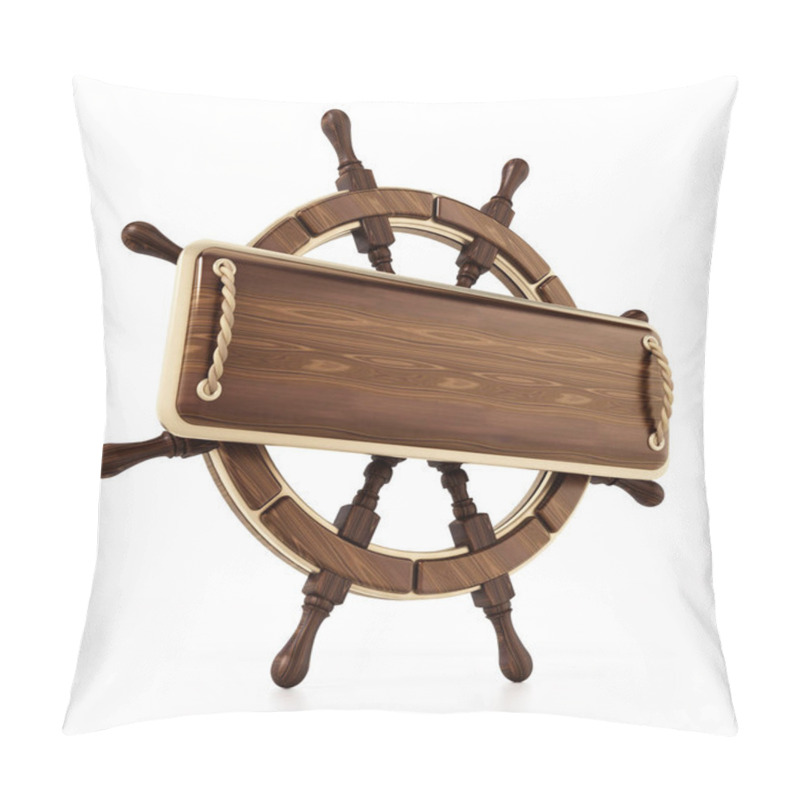 Personality  Ship Wheel Isolated On White Background. 3D Illustration. Pillow Covers