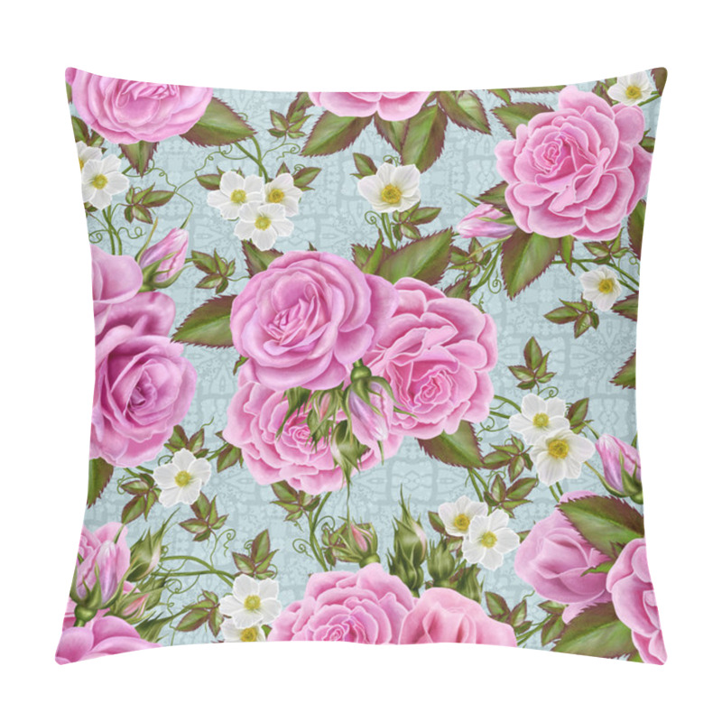 Personality  Floral Pattern, Seamless, Flowers Roses Pink, White Flowers Anemones Pillow Covers