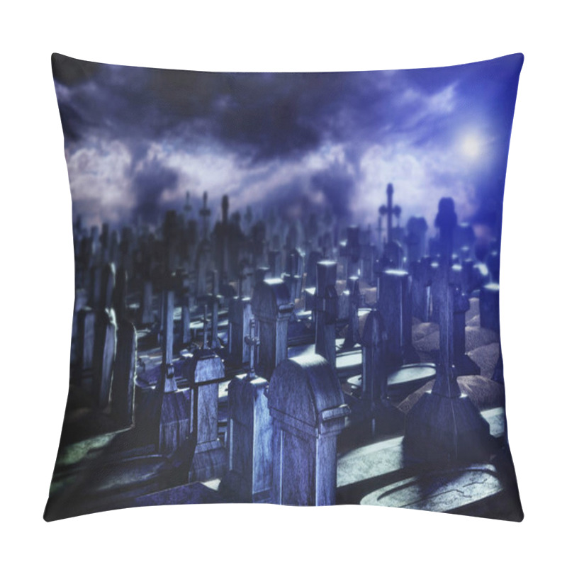 Personality  Halloween Night In Cemetery Grave. Pillow Covers