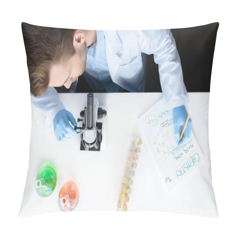 Personality  Scientist Working With Microscope Pillow Covers