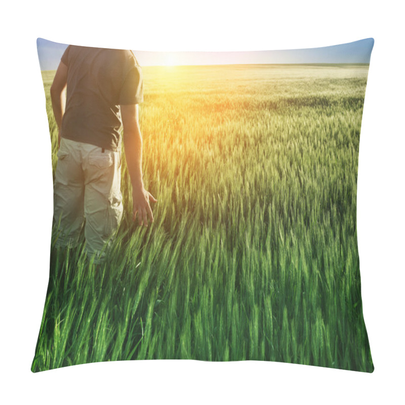 Personality  Man In Wheat Field And Sunlight Pillow Covers