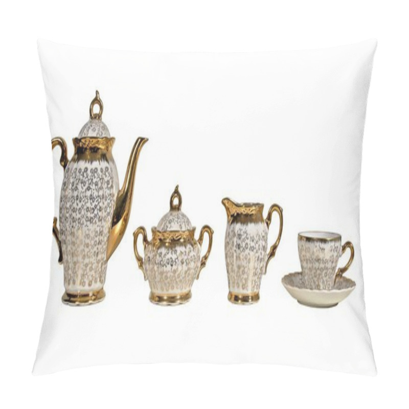 Personality  Porcelain Tea Set Isolated On White Background Pillow Covers