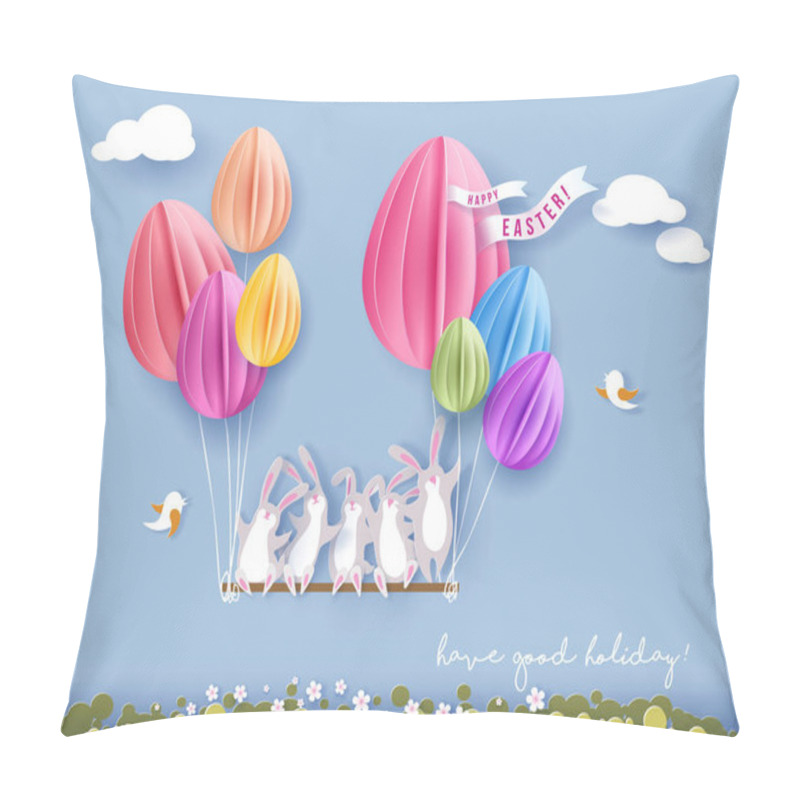 Personality  Happy Easter Card With Bunny, Flowers And Egg Pillow Covers