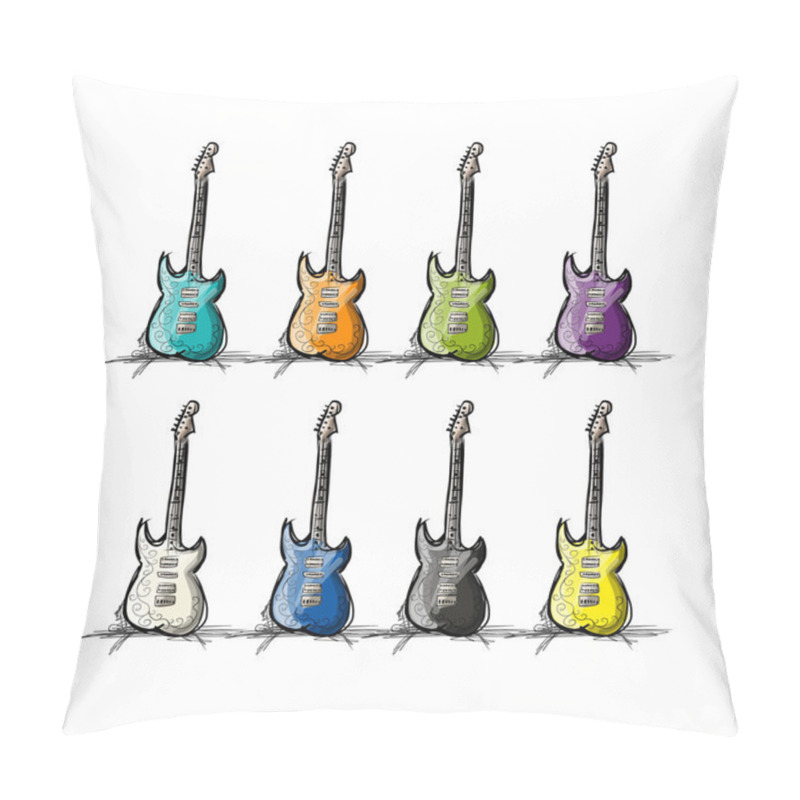 Personality  Set Of Guitars, Sketch For Your Design Pillow Covers