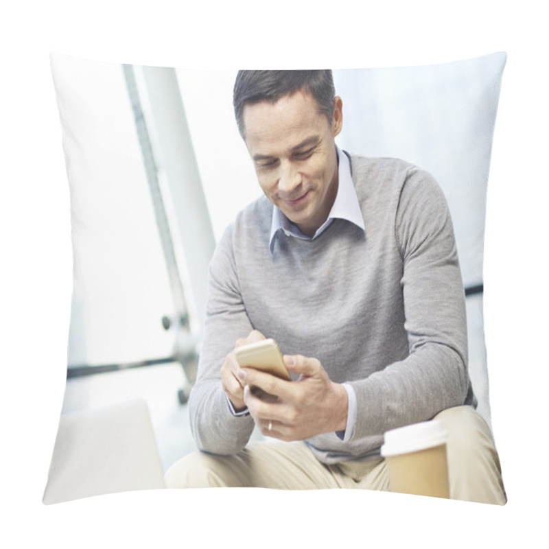 Personality  Adult Man Using Mobile Phone Pillow Covers