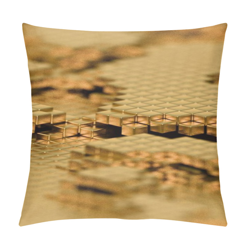 Personality  Abstract Gold Cubic Surface With Shimmering Texture Pillow Covers