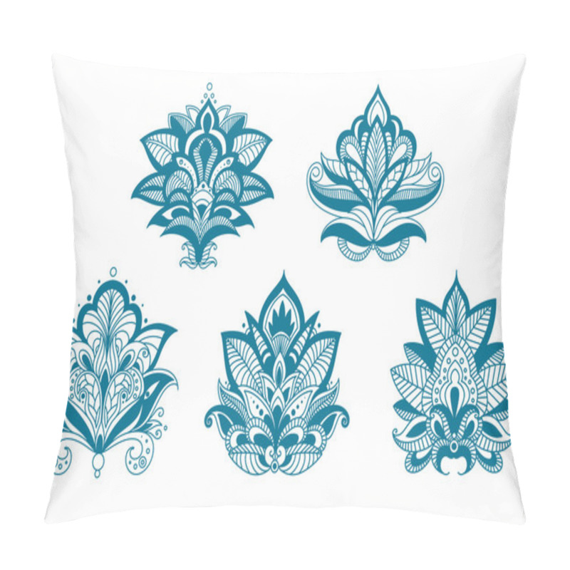 Personality  Outlined Paisley Blue Flowers Pillow Covers