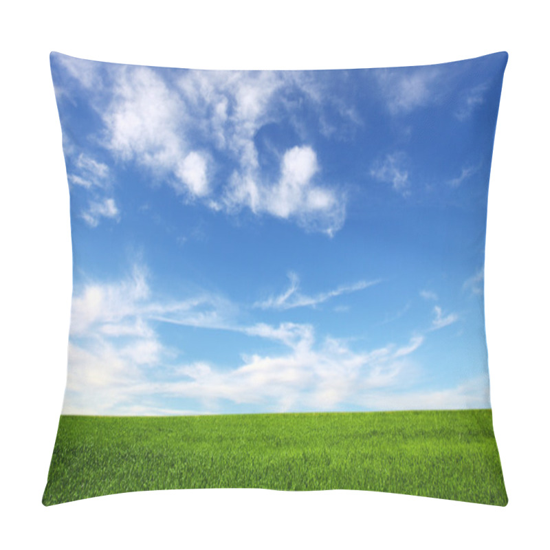 Personality  Field On A Background Of The Blue Sky Pillow Covers