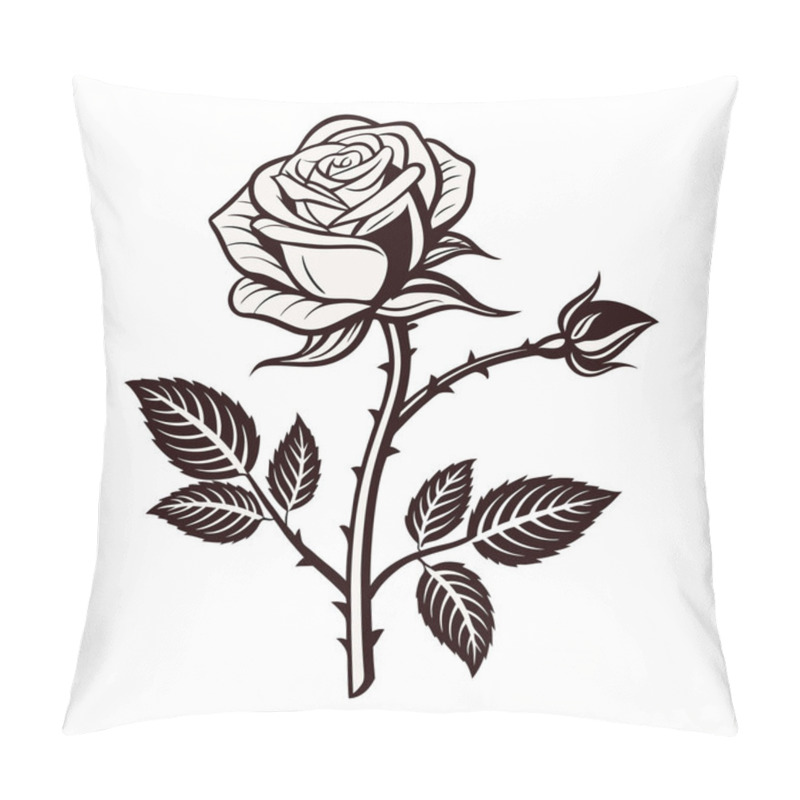 Personality  This Elegant Rose Flower Vector Art Illustration Captures The Timeless Beauty Of One Of Nature's Most Beloved Flowers. With Its Intricate Petals And Rich Detailing, This Design Embodies Romance And Sophistication  Pillow Covers