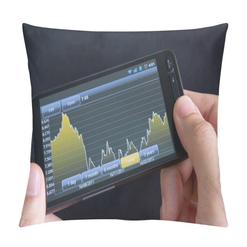 Personality  Smart Phone With Stock Chart Pillow Covers