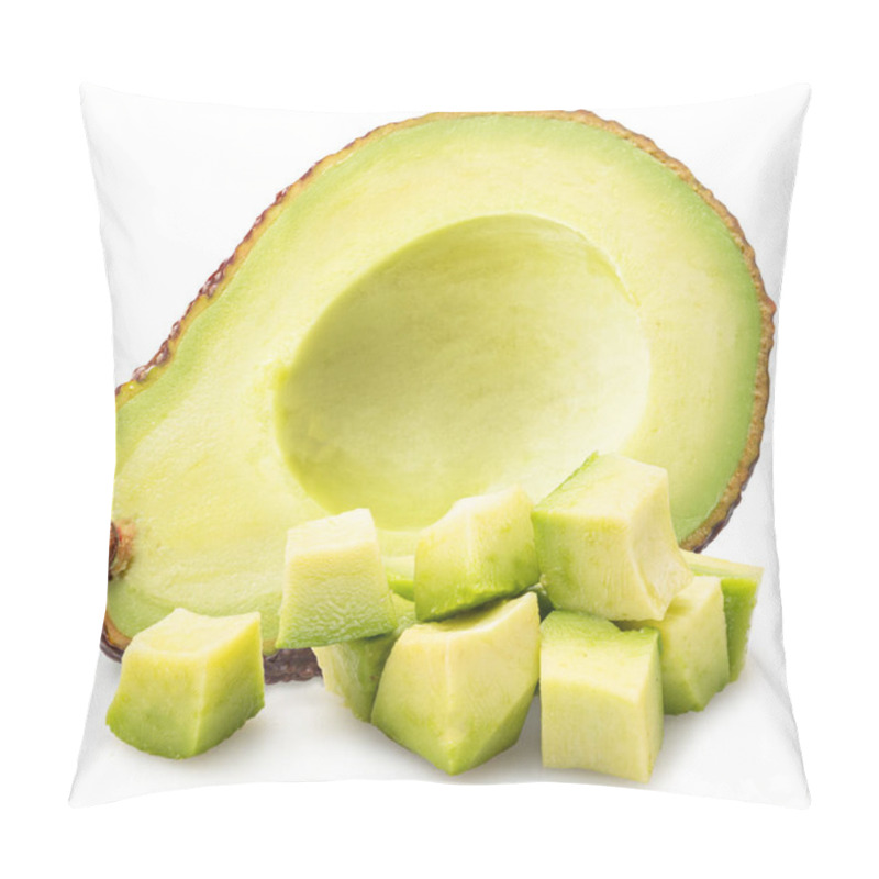 Personality  Cuts Of Avocado Fruit Isolated On White Background.  Pillow Covers