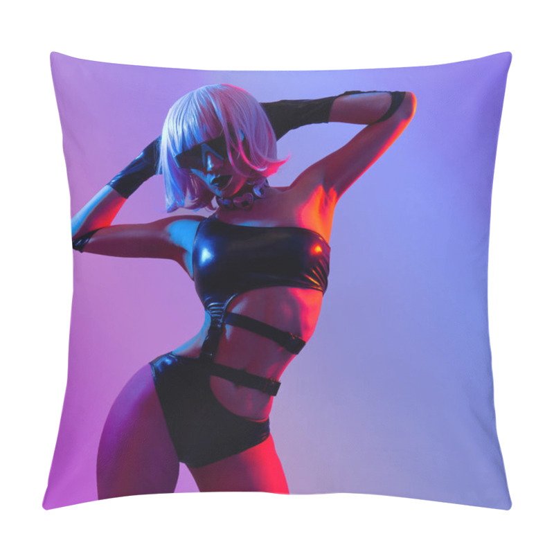 Personality  Model Cyberpunk Style.  Fashion Clubbing Dancing Concept Pillow Covers