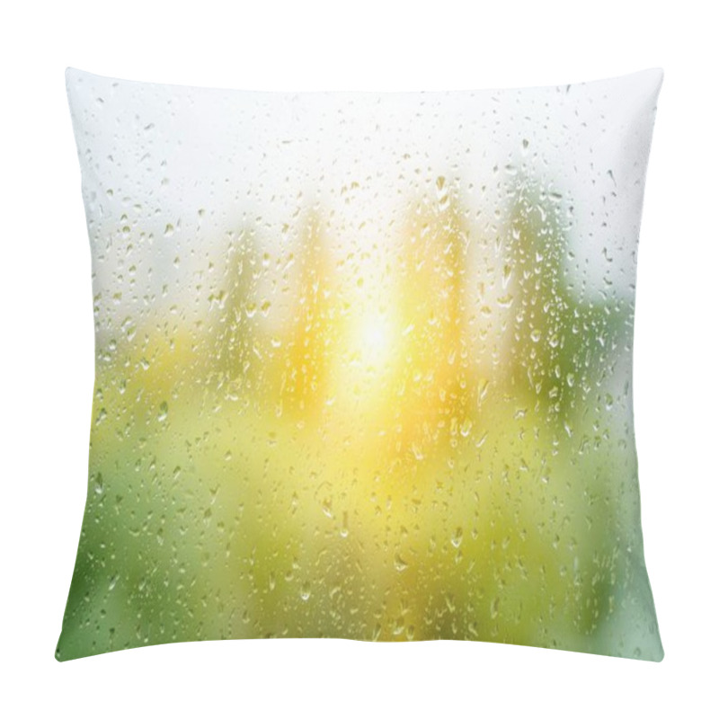 Personality  Large Raindrops On The Autumn Window, Sunset Background Pillow Covers