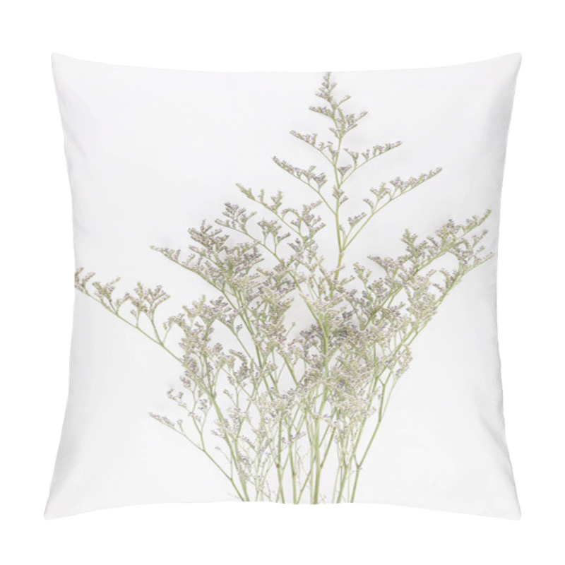 Personality  Caspia Flower Little Purple Flower Plant Isolated In White Background In Top View Pillow Covers