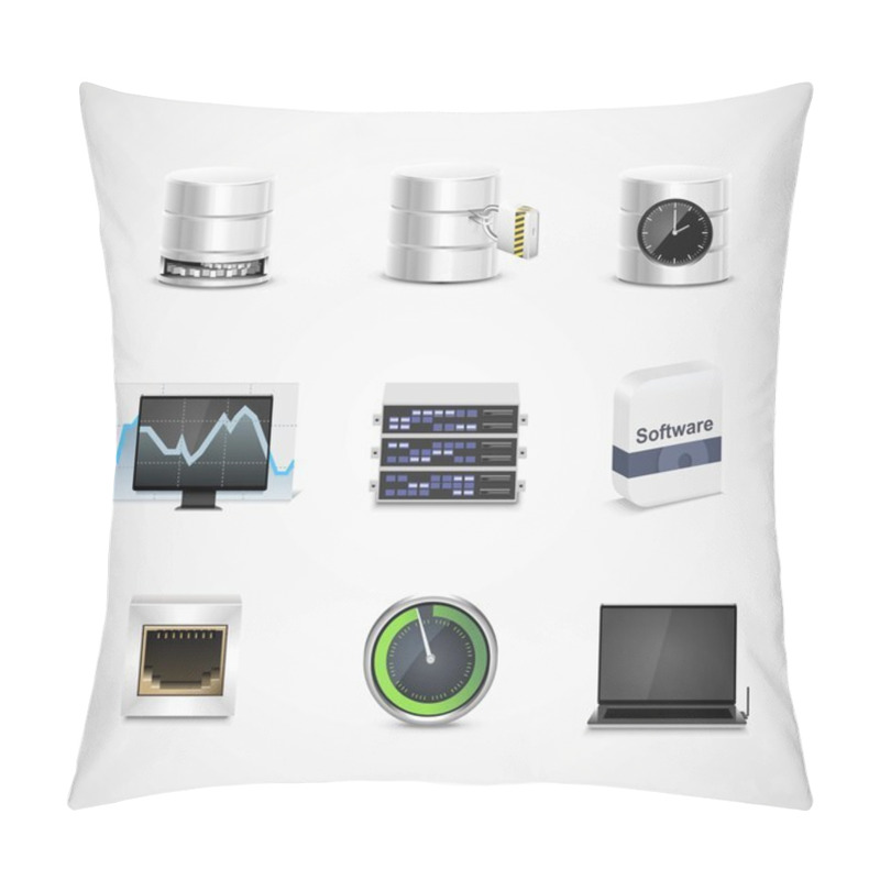 Personality  Database And Server Vector Icon Set Pillow Covers