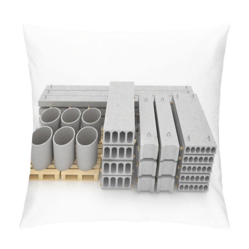 Personality  Reinforced Concrete Items On White Background. 3D Illustration Pillow Covers